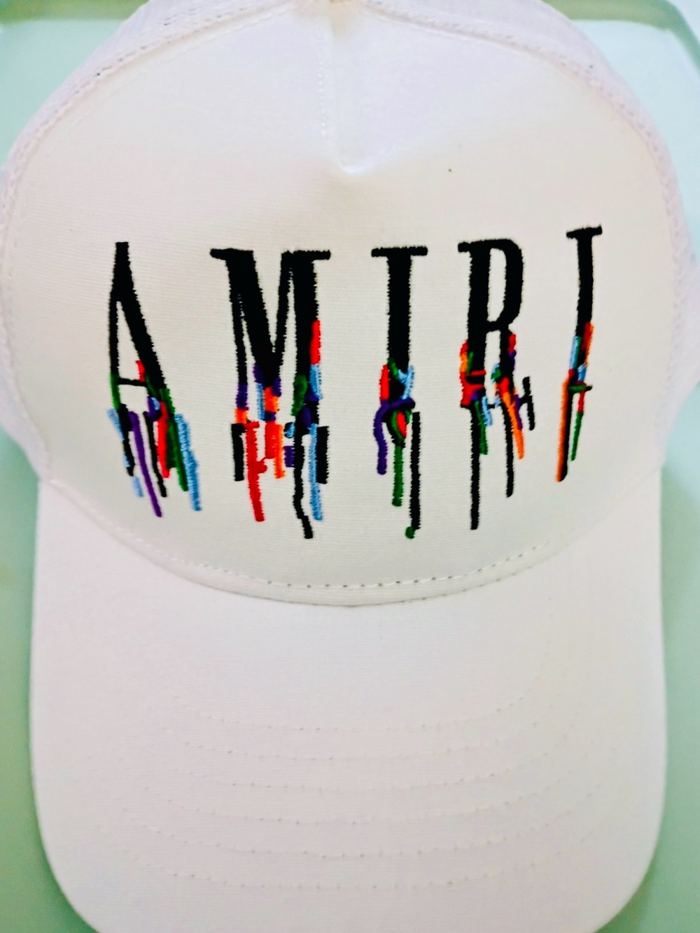 AMIRI White Mesh Trucker Cap with Black Logo Tape